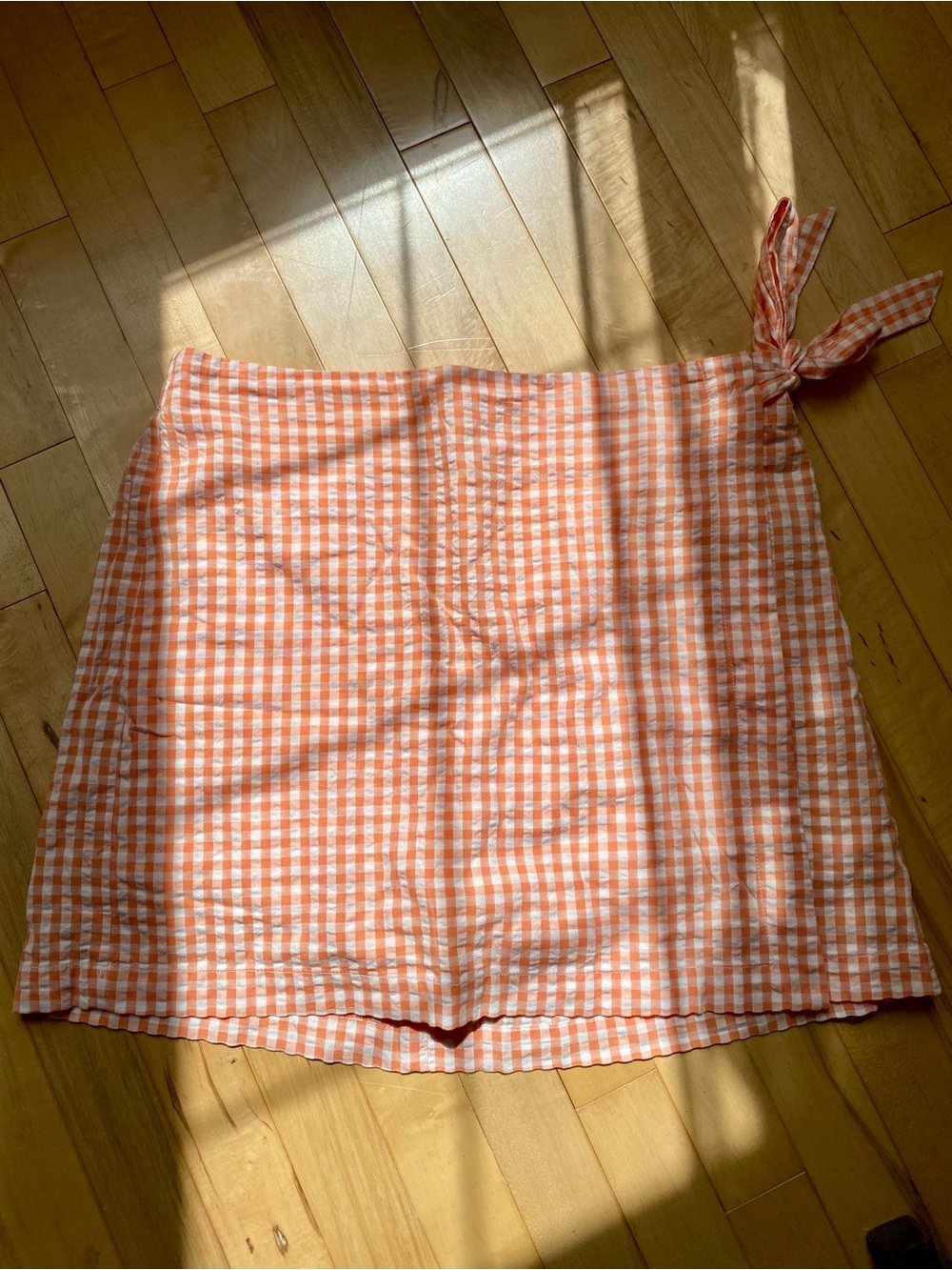 Reitmans Orange and White Gingham Wrap Skort